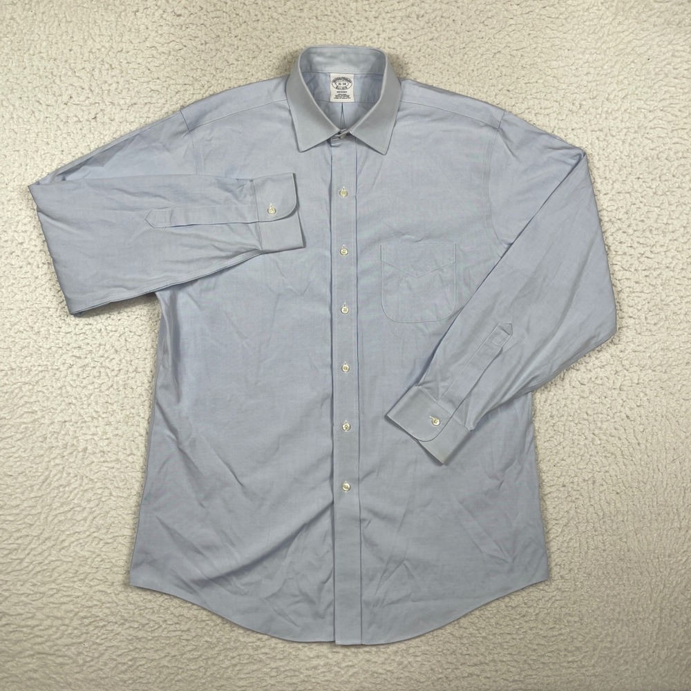 Brooks Brothers Dress Shirt Mens 16-34 Light Blue Regent Supima Cotton Preppy